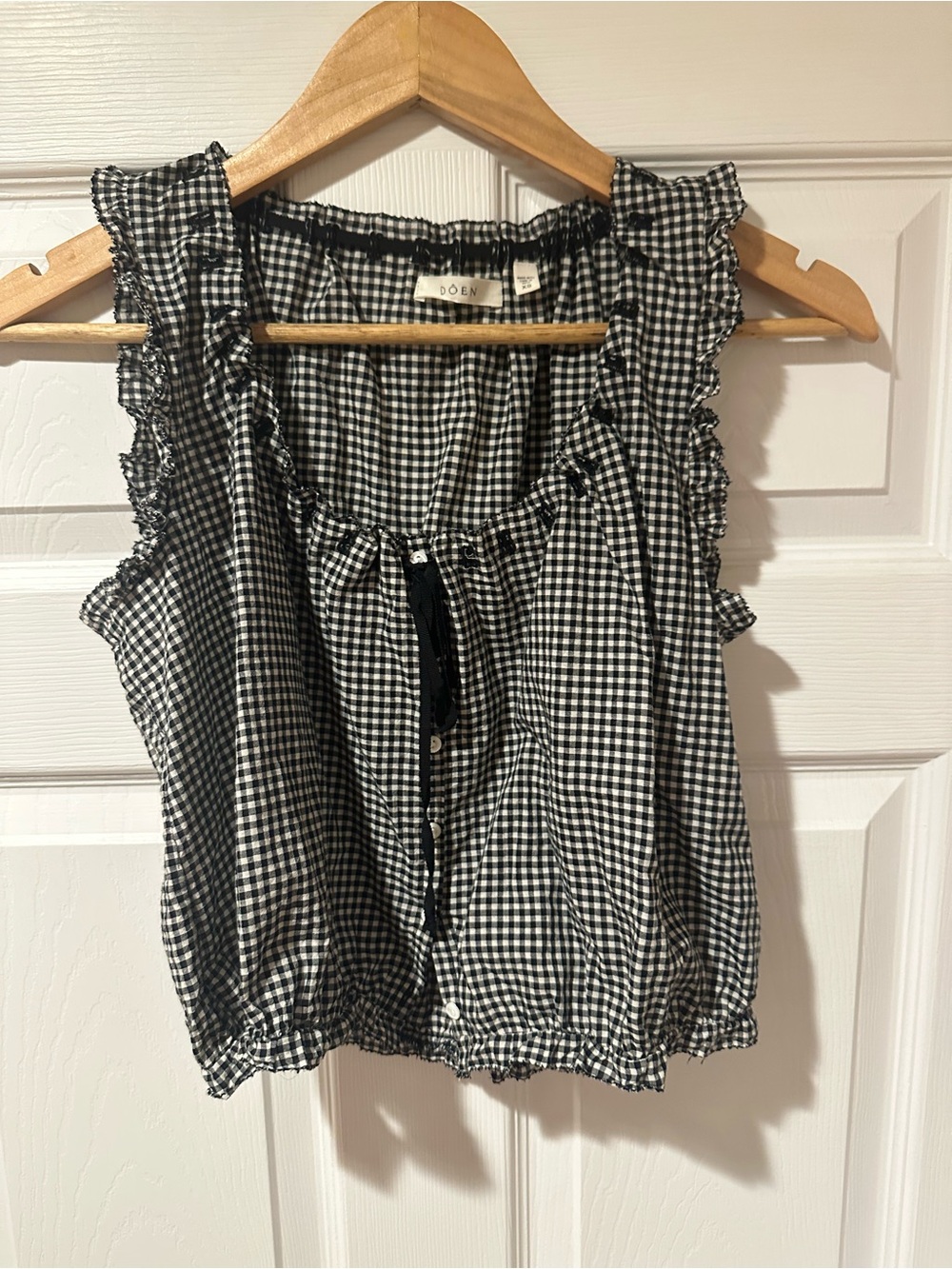 Doen Traveler Top Black Gingham XS